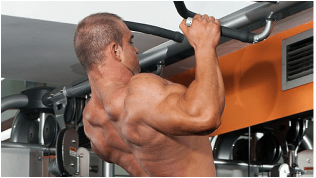 erforming isometric pull-ups.